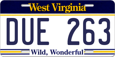WV license plate DUE263