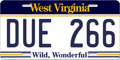 WV license plate DUE266