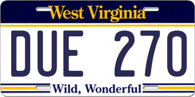 WV license plate DUE270