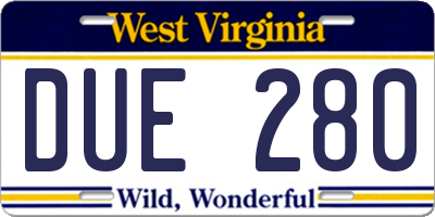 WV license plate DUE280
