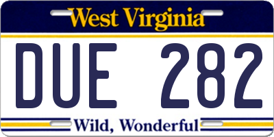 WV license plate DUE282