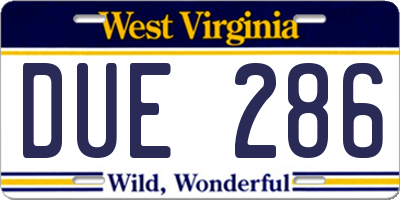 WV license plate DUE286