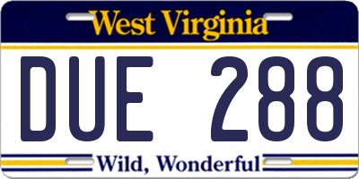 WV license plate DUE288