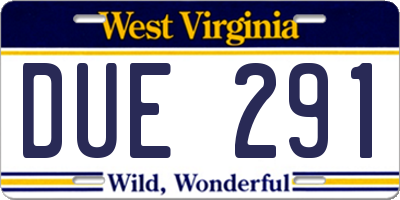 WV license plate DUE291