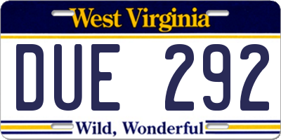 WV license plate DUE292