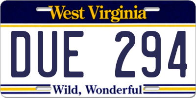 WV license plate DUE294