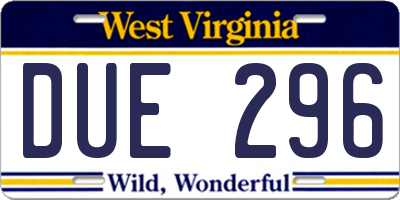 WV license plate DUE296
