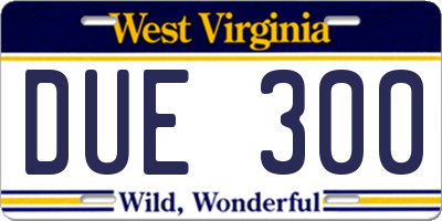WV license plate DUE300