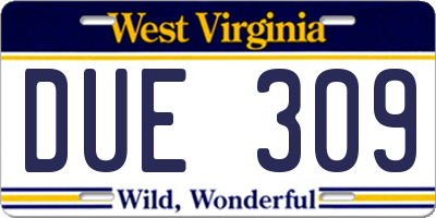 WV license plate DUE309