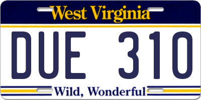 WV license plate DUE310