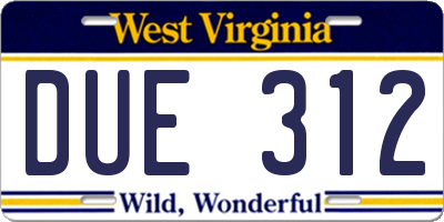 WV license plate DUE312