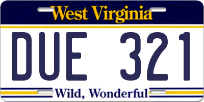 WV license plate DUE321
