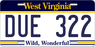 WV license plate DUE322