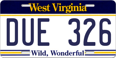 WV license plate DUE326
