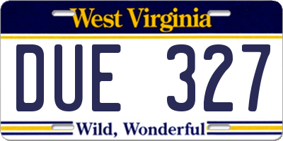 WV license plate DUE327