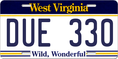 WV license plate DUE330