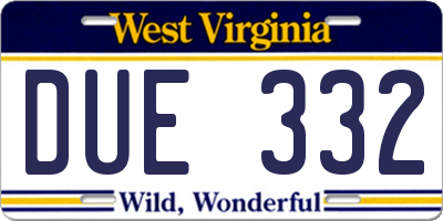 WV license plate DUE332