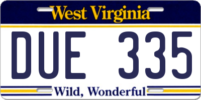 WV license plate DUE335