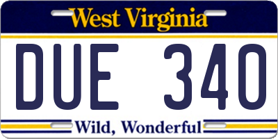 WV license plate DUE340