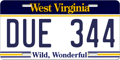 WV license plate DUE344