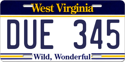WV license plate DUE345