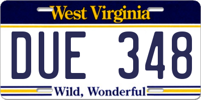 WV license plate DUE348