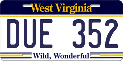 WV license plate DUE352