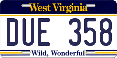 WV license plate DUE358