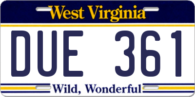 WV license plate DUE361