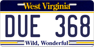 WV license plate DUE368
