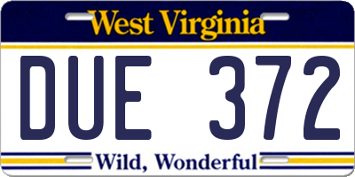 WV license plate DUE372