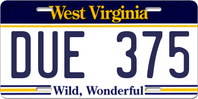 WV license plate DUE375
