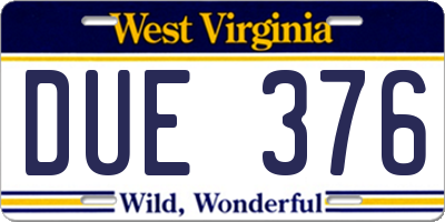 WV license plate DUE376