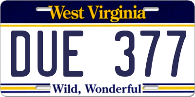 WV license plate DUE377