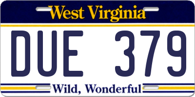 WV license plate DUE379