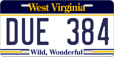 WV license plate DUE384
