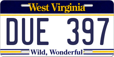 WV license plate DUE397
