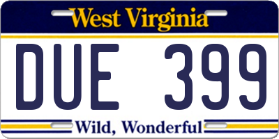 WV license plate DUE399