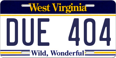 WV license plate DUE404