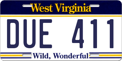 WV license plate DUE411