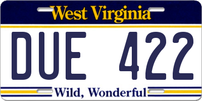 WV license plate DUE422
