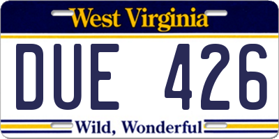 WV license plate DUE426