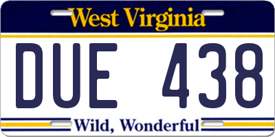 WV license plate DUE438
