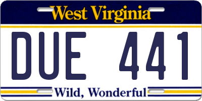 WV license plate DUE441