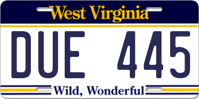 WV license plate DUE445