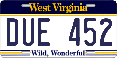 WV license plate DUE452