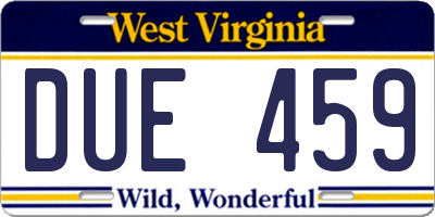 WV license plate DUE459
