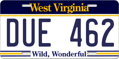 WV license plate DUE462