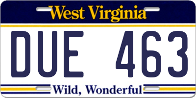 WV license plate DUE463