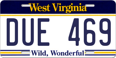WV license plate DUE469